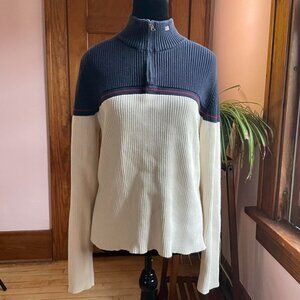 VTG 90s Y2K Polo Jeans Ralph Lauren Women’s Sweater XL Navy Cream Preppy Ivy